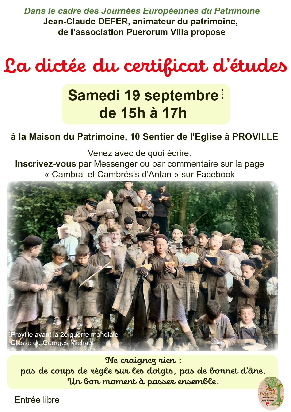 Carte postale de l'ancienne école de filles de Proville